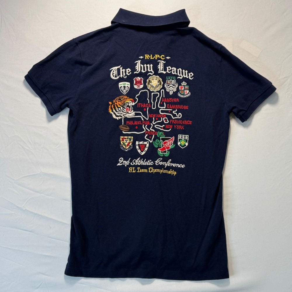 Polo Ralph Lauren Shirt Bleecker Cup Ivy League Embroidered Crest Tiger Navy S